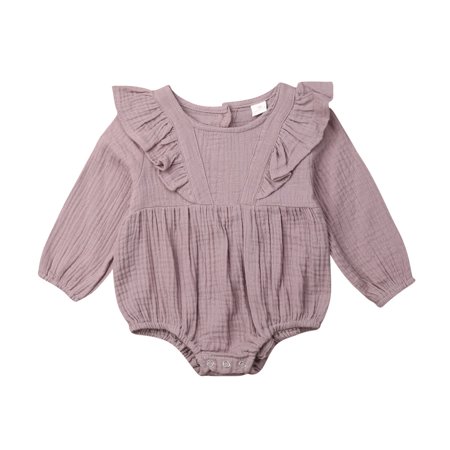 

Canrulo Newborn Infant Toddler Baby Girls Long Sleeve Cotton Bodysuit Romper Jumpsuit Autumn Outfits Purple 0-3 Months