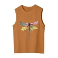 thumbnail image 3 of FINALGANG Girls Kids Sleeveless Tank Top With Colorful Dragonfly Prints Crewneck Soft Casual Top For Daily Wear Streetwear Brown 8-9 Years, 3 of 3