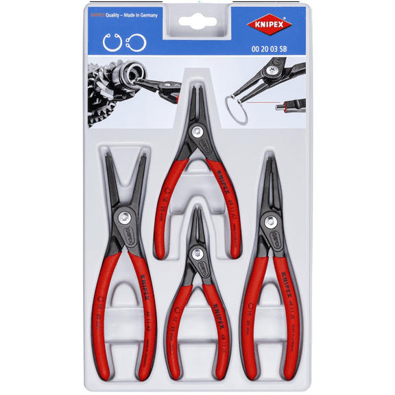 Knipex 002003SB Snap Ring Pliers Set w/ Spring Steel Tips, 4Pc