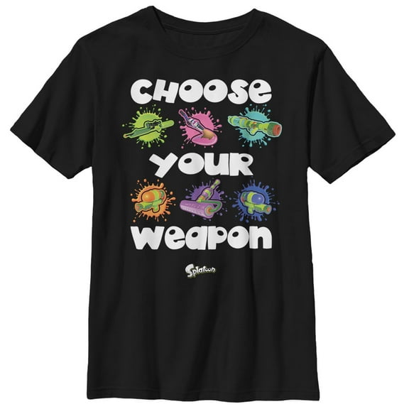 Boy's Nintendo Splatoon Choose Your Weapon Graphic Tee Black Large