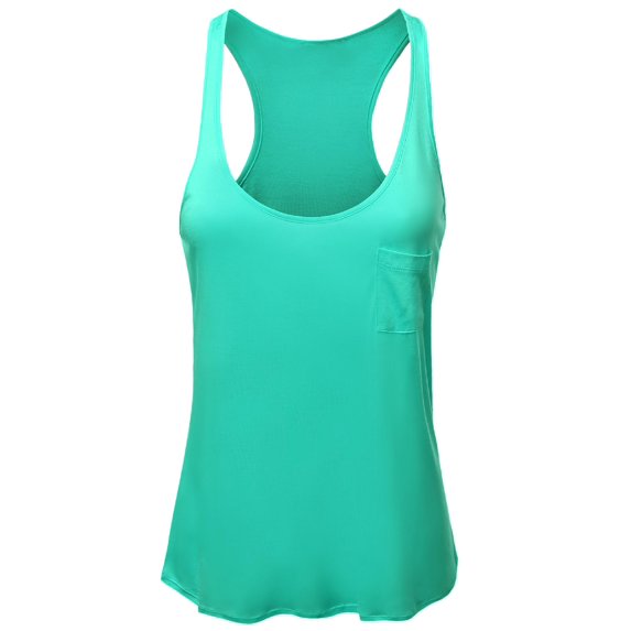 FashionOutfit Women's Solid Basic Rayon Sleeveless Racer-Back Tank Top