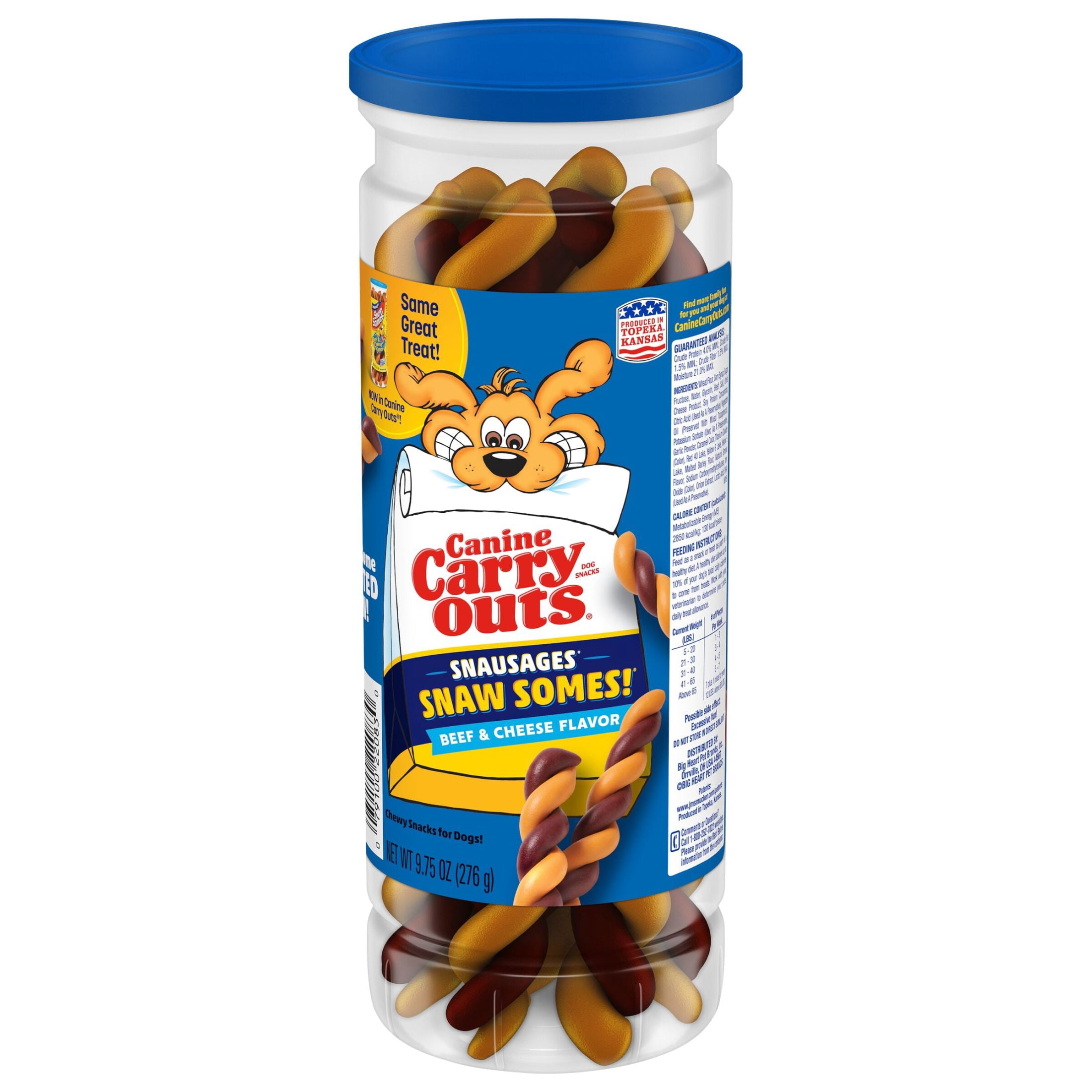 Canine Carry Outs Snausages Snaw Somes! Chewy Dog Treats, Beef & Cheese Flavor, 9.75 ozs