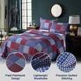 thumbnail image 4 of Jessy Home Plaid Patchwork Quilt Queen Size Red Blue Bedspread Soft Microfiber Coverlet, 4 of 7
