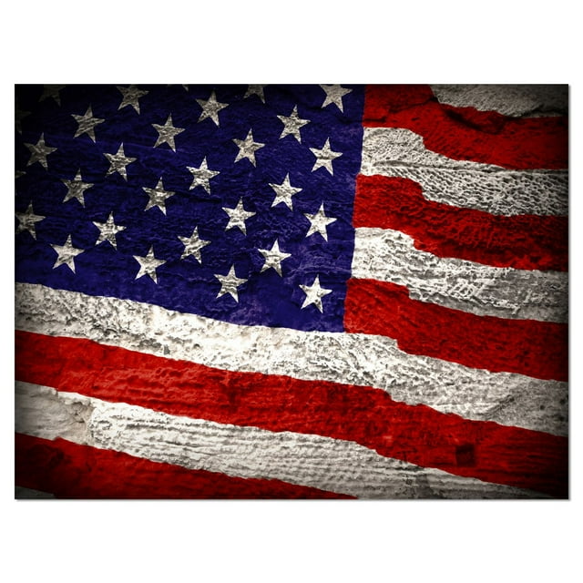 Design Art Grand Drapeau Américain Aquarelle Art Sur Toile