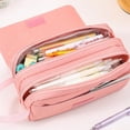 thumbnail image 7 of Summer Saving!Back_to_School Saving!School_Supplies!Under $5 dollars!Special Pencil Case Pouch, Large Capacity Pencil Case Solid Color Three Tier Handle Style FlipTop Pencil Case, Pink, 7 of 7