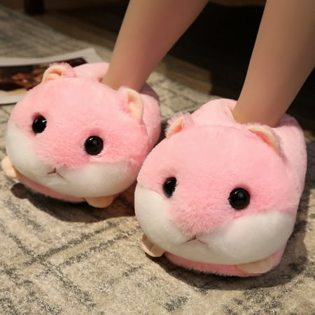 

Rabbit/Hamster/Dog Shaped Plush Slippers Creative Wrapping Fuzzy Warm Lined Winter Drag Shoes for Adults Indoors 35-41CM New