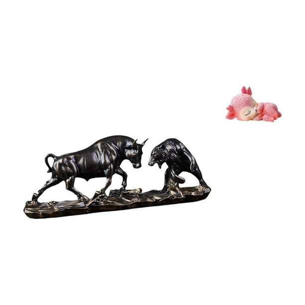 Estatua de escritorio,Figura decorativa de pelea de toros y osos,Escultura de ciervo,Estatuas de ciervos durmientes de resina,adornos Fengshui,Estatua de ciervo de resina,figura decorativa de