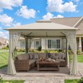 thumbnail image 2 of COOS BAY 13x11 Patio Outdoor Gazebo with Mosquito Netting, Two-Tier Canopy Tent with Screen Wall for Backyard, Lawn and Garden, Beige, 2 of 9