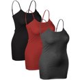 thumbnail image 2 of Emmalise Women's Basic Casual Long Camisole Cami Top Value Combo- 3Pk - Black, Red, HthCharcoal, Large, 2 of 8