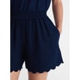 thumbnail image 5 of Time and Tru Women's Linen Blend Shorts with Scalloped Hem, Sizes XS-XXXL, 5 of 6