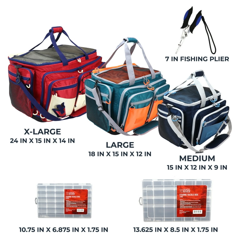 Osage River Gear Saltwater Resistant Fishing Tackle Bag, Heavy-Duty Tackle  Box Organizer, Waterproof Non-Slip Bottom - Red w/ Tackle Boxes, X-Large