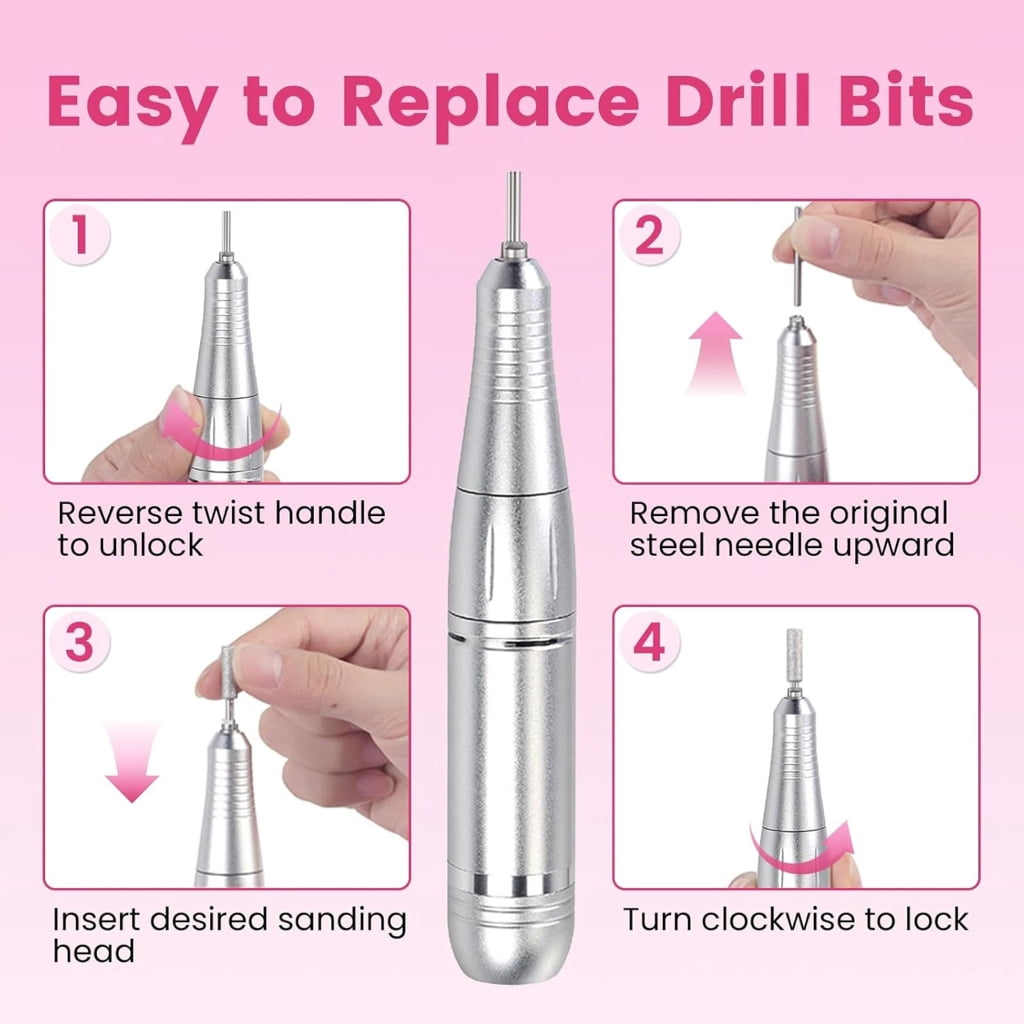 Portable Electric Nail File 45000RPM Cordless Nail Drill Machine Compact For Acrylic Nail Shaping Buffing Polishing