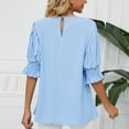 thumbnail image 6 of Sky Blue M WIZUTIZ Summer Tops for Women 2024 Basic Pure Colour Cozy Style Blouse Crew Neck Flowy Short Sleeve Tops Cotton Soft Ladies Loose Fit Shirts Comfy Elegant Tshirts Trendy Solid, 6 of 6
