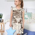 thumbnail image 4 of Fotbe Western Desert Cowboys3 Vestido de Dormir para Niñas de 3 a 10 Años, Mangas Cortas, Estilo Princesa, Pijama Camisón con Mangas Voladas-XX-Large, 4 of 6