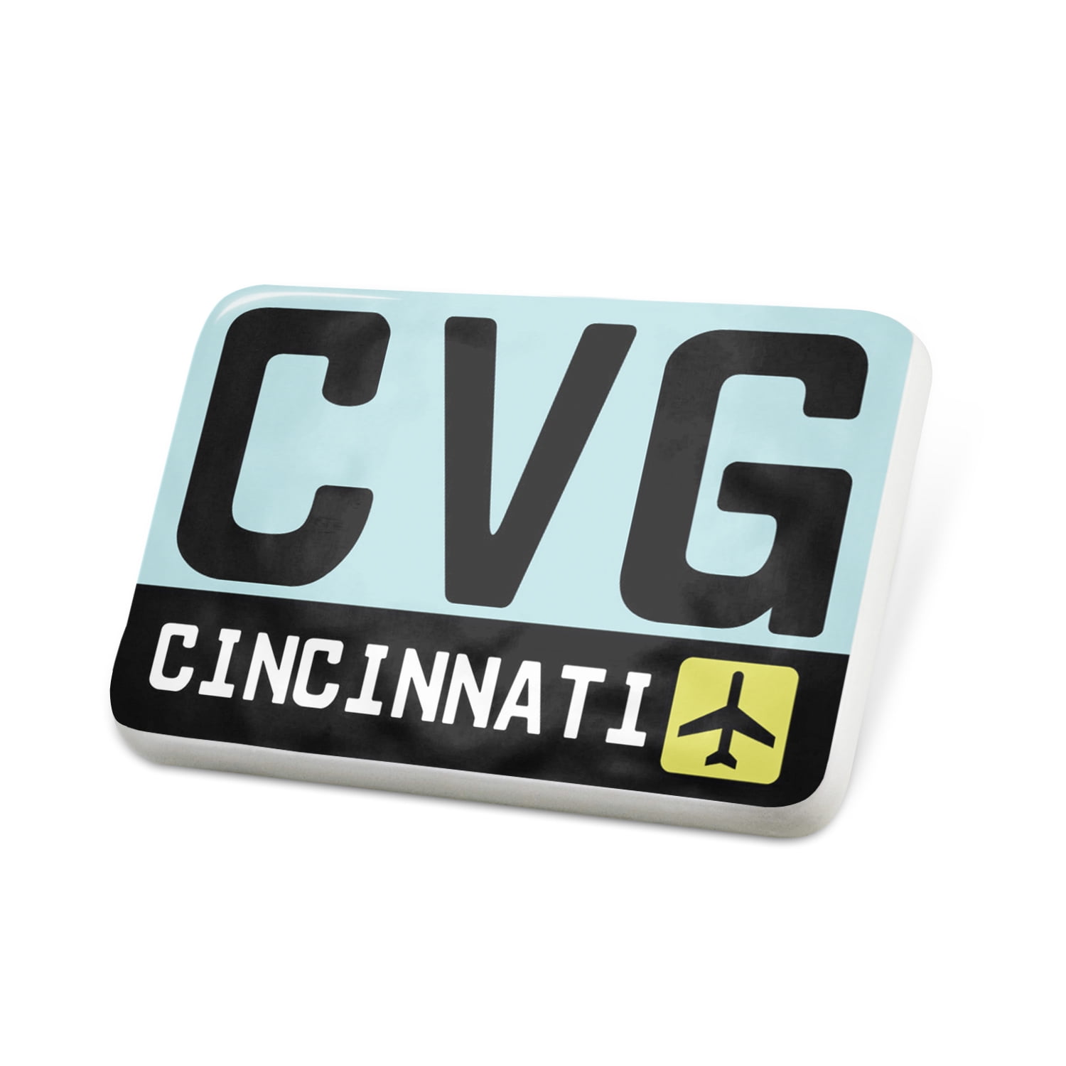 Porcelein Pin Airport code CVG / Cincinnati country United States Lapel Badge NEONBLOND
