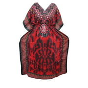 Mogul Maxi Kaftan House Dress Ethnic Print Red Caftan Beach Cover up