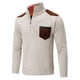 thumbnail image 3 of Gibobby Suéter de cuello redondo para hombre, ajuste delgado, ligero, de manga larga(Beige,Grande), 3 of 5