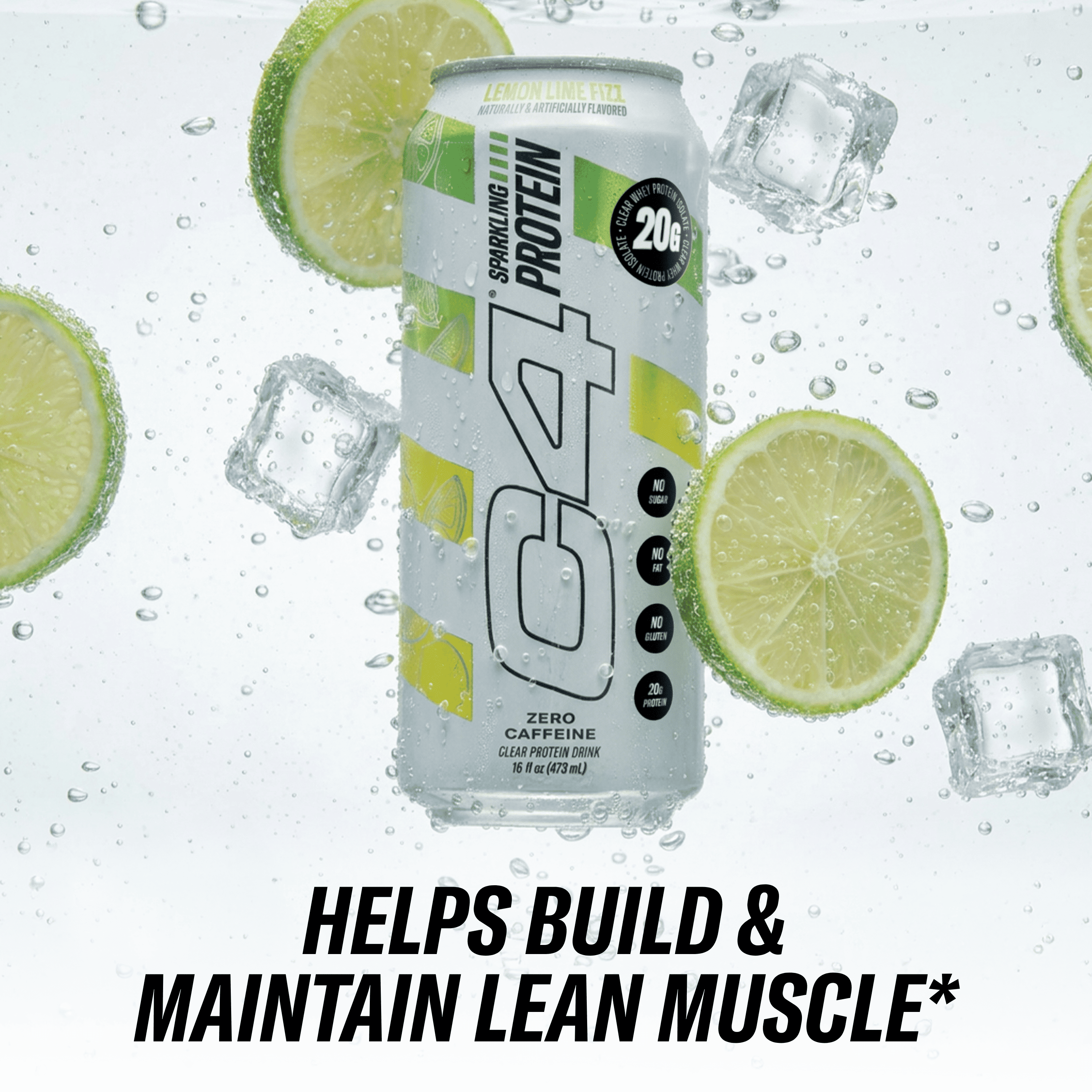 C4 Clear Protein Soda Lemon Lime Fizz, Ready to Drink, 16 fl oz