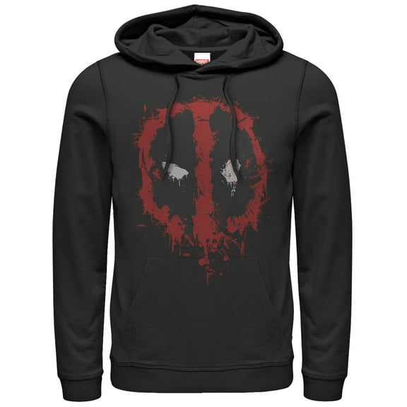Men's Marvel Deadpool Splatter Icon  Pull Over Hoodie Black Large