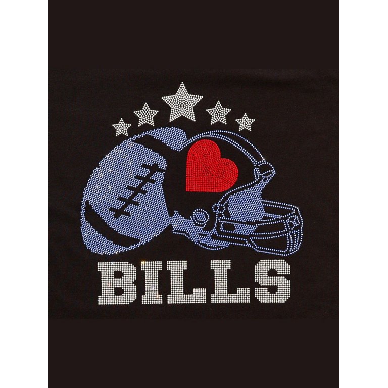 Buffalo Bills rhinestone & glitter bling short sleeve navy shirt sz 3X