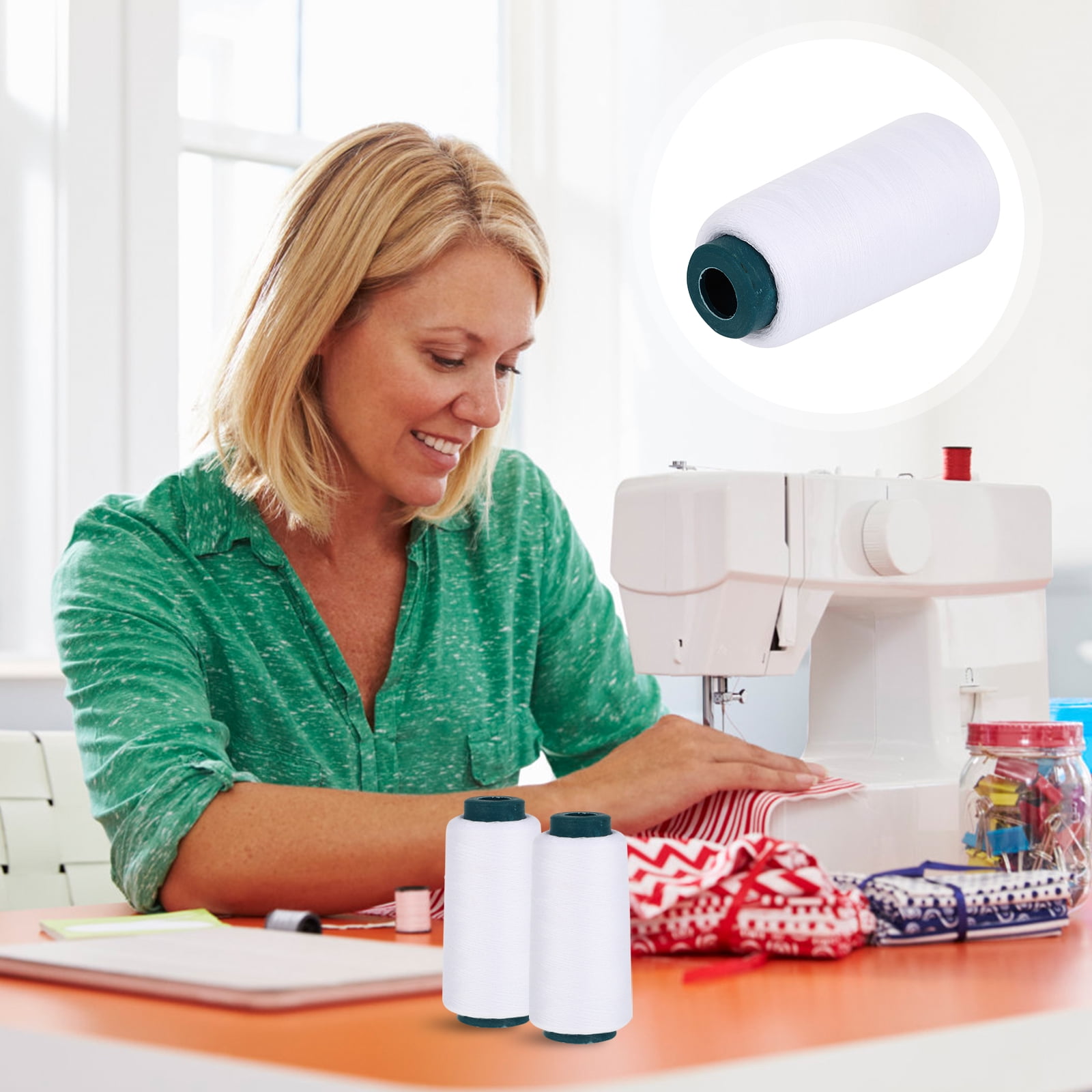 Buy Bleached 3000 Yards Polyester Sewing Thread for Sewing Machine ...