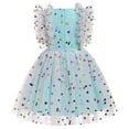thumbnail image 3 of IBTOM CASTLE Kids Girls Birthday Party Dress Sequins Butterfly Daisy Polka Dots Embroidery Princess Tulle Wedding Pageant Evening Gown 4-5 Years Blue Polka Dots, 3 of 8