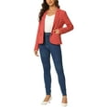 thumbnail image 2 of INSPIRE CHIC Women's Notched Lapel Long Sleeves Button Striped Blazer Red S, 2 of 6
