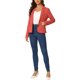 thumbnail image 2 of Blazer a rayas rojo para mujer con solapa de muesca y mangas largas con botones, 2 of 6