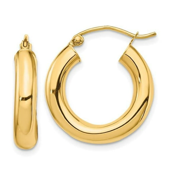 Primal Gold 10 Karat Yellow Gold Polished 4mm Tube Hoop Earrings