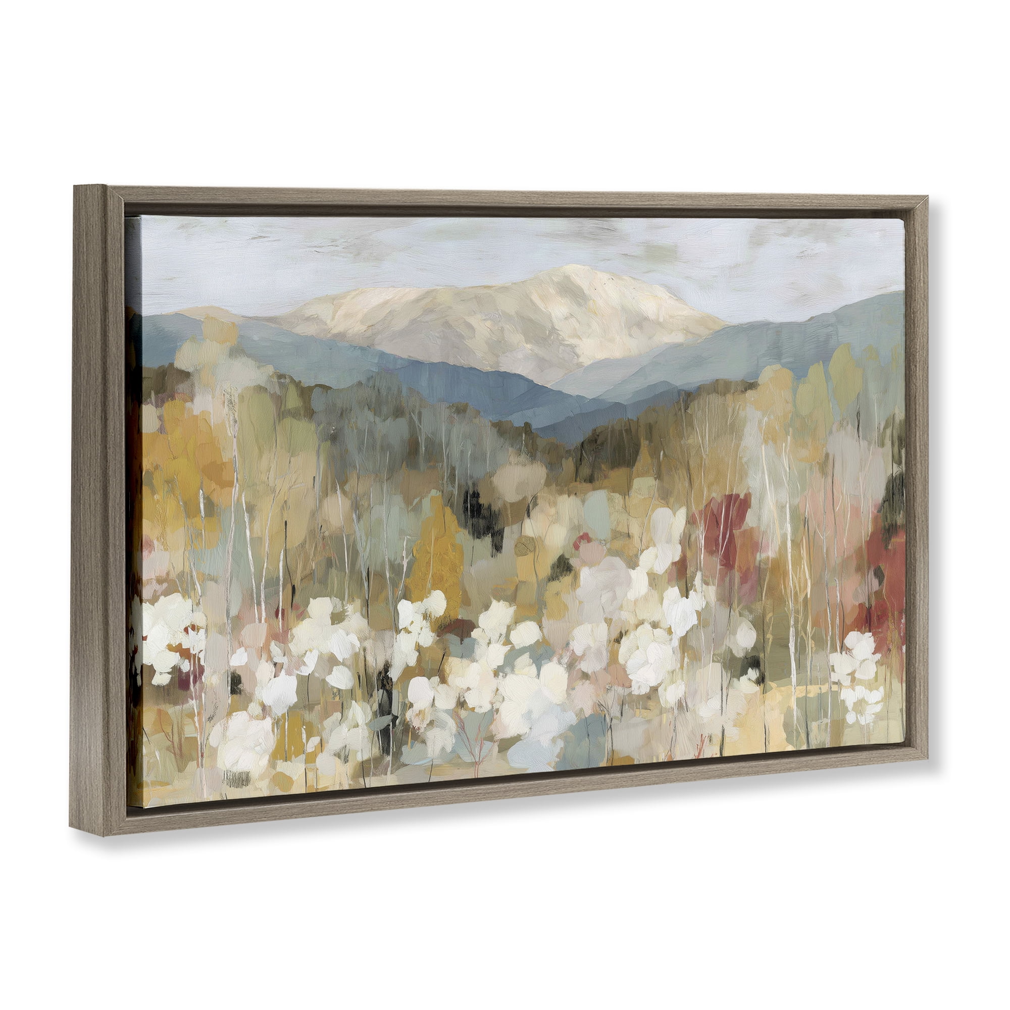 Stupell Industries Autumn Mountain Meadow Brown Framed Floater Canvas Wall Art, design by Chromatic Storm Studio