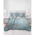 thumbnail image 2 of Quilts Full Size Bedding Set, Watercolor Forest Birds Lightweight Quilted Comforter, Blue Trees Seasonal Floral Soft Reversible Bedspread Coverlet with Pillow Covers for All Season, 78" x 90", 2 of 7