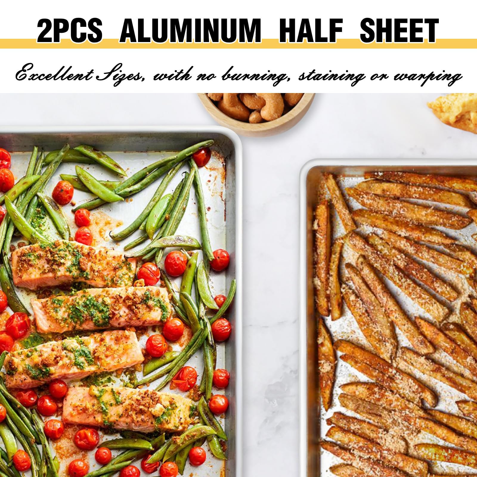 Baking Sheet Pan Set of 3 Commercial Quality Aluminum Cookie Sheets for Oven