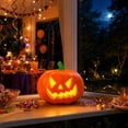thumbnail image 6 of Sharp Eyed Jack O Lantern Pumpkin, Halloween Pumpkin LED Light, Grinning Pumpkin Figurine for Mantel Table Covered Porch Indoor Fall Seasonal Home Decor, 6 of 7