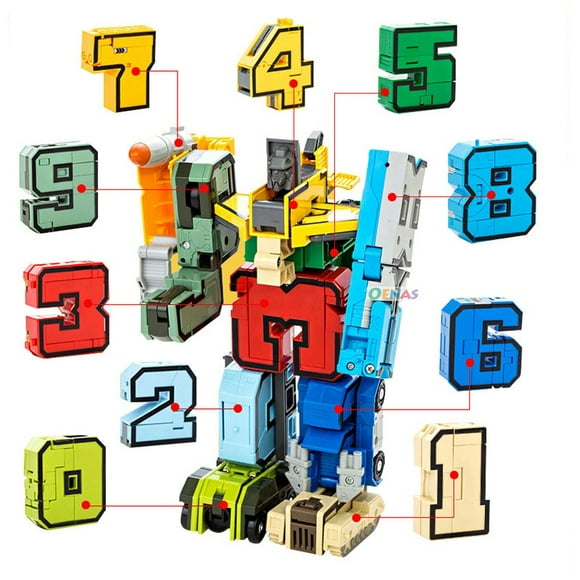 Assemble Robots Transformation Building Blocks Action Figure Car Model Deform Number Letters Alphabet Math Educational Toys