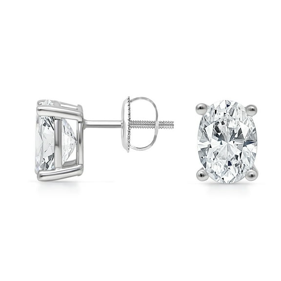 14KT 3CTTW Lab Grown Diamond Oval Stud Earrings