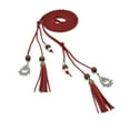 thumbnail image 2 of Eosunjian Women Braided Beads Tassels Thin Skinny Waist Rope Belt Self-Tie Dress Waistband Red, 2 of 13