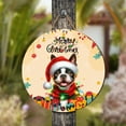 thumbnail image 4 of Merry Christmas Santa Boston Terrier Scarf Twinkling Lights Xmas Holiday Round Wood Sign Gentleman Dog Lover Gifts Hanging Wall Home Decor - 00022, 4 of 5