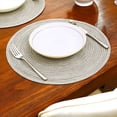 thumbnail image 5 of 15 inch Beige Round Placemats Set of 6 for Dining Table Woven Braided Circle Place Mats Kitchen Placemat, 5 of 9
