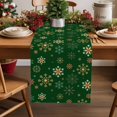 thumbnail image 2 of Christmas Snowflakes Dresser Scarf Farmhouse, Dining Table Decorations for Wedding/Parties, Winter Xmas Geometric Green Table Runner 72 Inches Long for Kitchen Dining, 14 x 72 In, 2 of 9