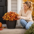 thumbnail image 5 of Artificial Fall Flowers Uv Resistant Outdoor Fake Yellow Flowers for Halloween Porch Yard 14 Inch Home Party Floral Decorations, 5 of 6