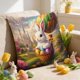 thumbnail image 4 of Cubiertas de Almohada Al Aire Libre Conejos de Primavera Huevo de Pascua Floral Sofá Cubierta de Cojín Decorativo Funda de Almohada Decorativa de Vacaciones 45x45cm/17.72x17.72In Cubiertas de Almohada, 4 of 6