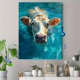thumbnail image 4 of Qisvanset Cute Swimming Cow Canvas Print 12x16 Inch Kitchen Decor, 4 of 8