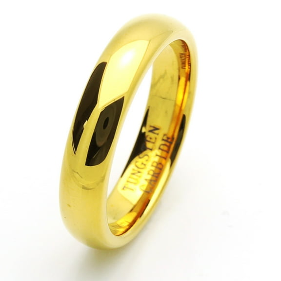 Men Women 5MM Comfort Fit Tungsten Carbide Wedding Band High Polish Domed Gold Tone Ring (7 to 15)