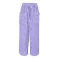 thumbnail image 5 of ManxiVoo Summer Lightweight High Elastic Waist Trendy Wide Leg Harem Pants with Pockets Casual Comfortable Lounge Trousers XL Size Purple, 5 of 9