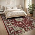 thumbnail image 3 of ODIKA 8'x10' Washable Area Rug Deep Red Vintage Hallways Burgundy Ornate Medallion with Floral Sprays Design for King Size Bedroom Under Bed, Master Suite, Non-Shedding, Easy Care, 3 of 7