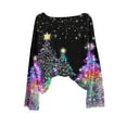 thumbnail image 2 of Uootdi Christmas Graphic Print Long Sleeve Sweaters for Women Crewneck Drop Shoulder Knit Pullover Cute Gift Santa Claus Fall Tu nics Tops, 2 of 5