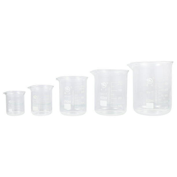 EeaseMX 5 vasos medidores de vidrio transparentes para laboratorio.