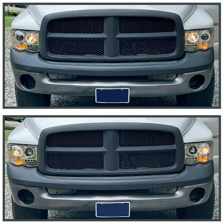 LED Halo Projector Headlights For 2002-2005 Dodge Ram 1500 2500 3500 – Chrome Housing, Clear Lens