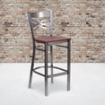 thumbnail image 4 of HERCULES Series Clear Coated ''X'' Back Metal Restaurant Barstool - Cherry Wood Seat, 4 of 6