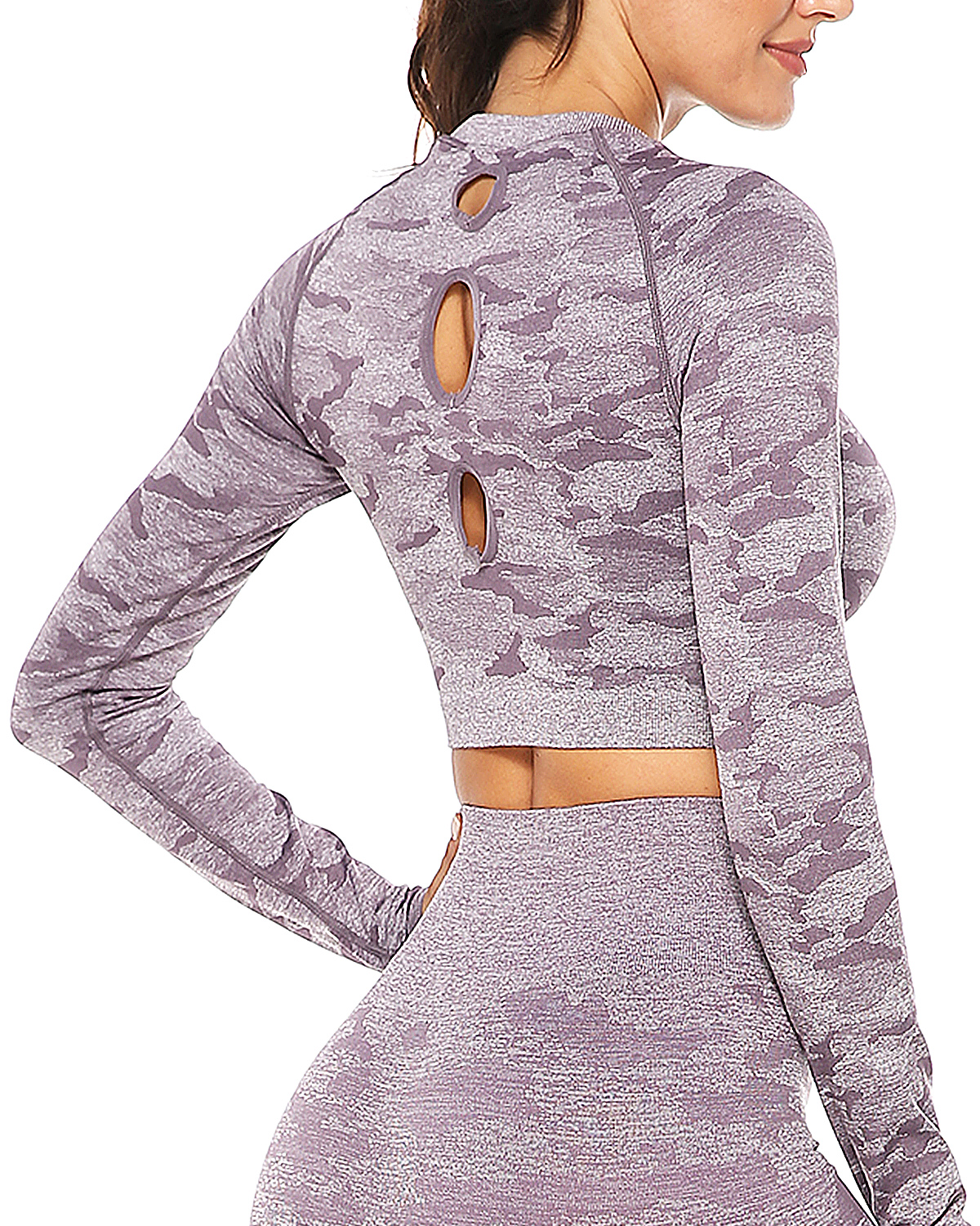 SEASUM SEASUM Long Sleeve Yoga Tops for Women Seamless Yoga Crop Top